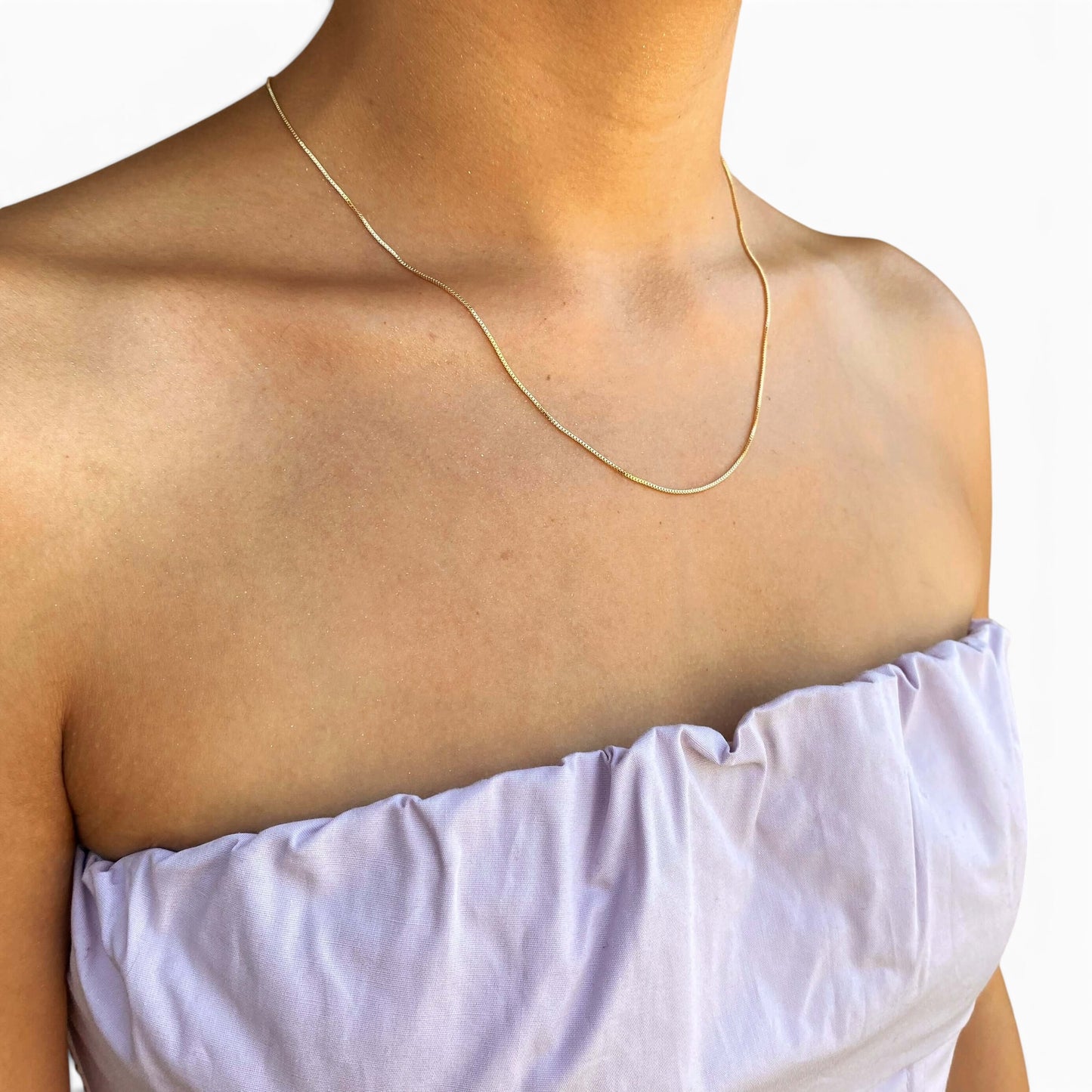 Adjustable Diamond Cut Box Chain 18K Gold Filled Necklace