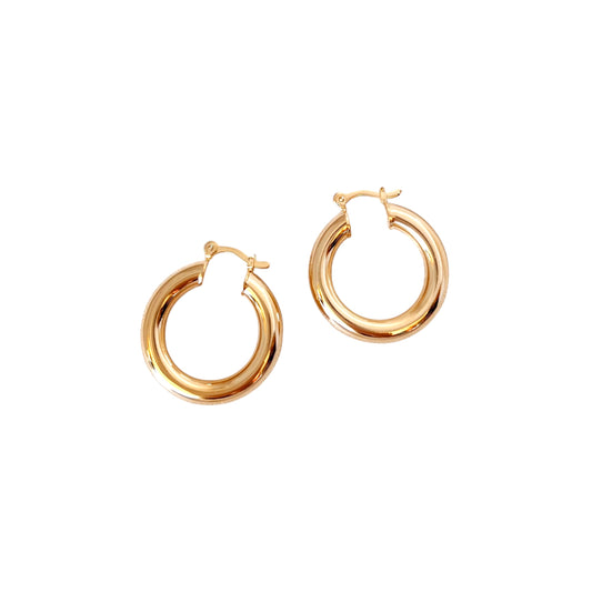 25mm Classic Tube Hoop 18k Gold Filled Earrings