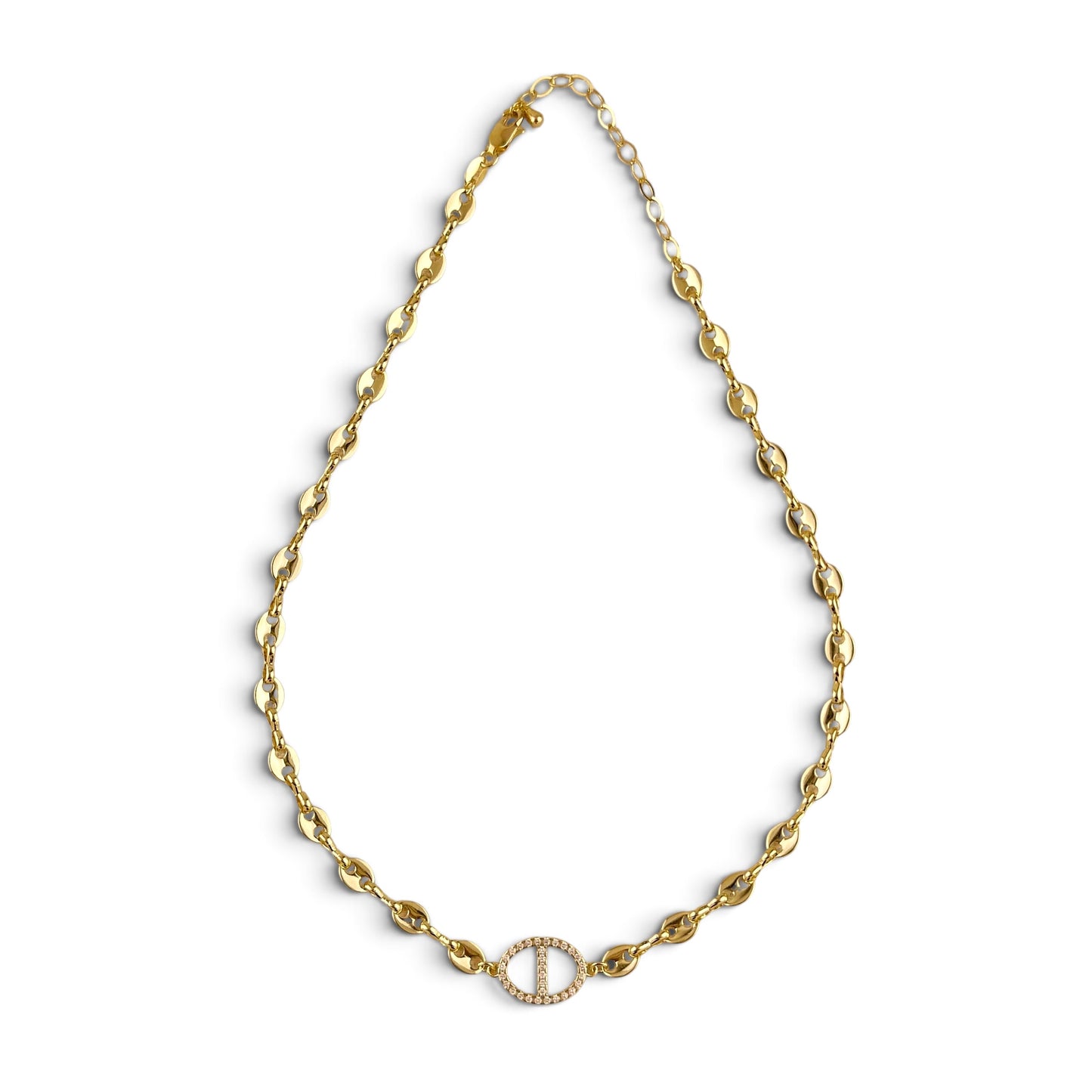 Mariner Link CZ 18K Gold Filled Choker Necklace