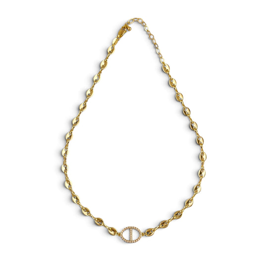 Mariner Link CZ 18K Gold Filled Choker Necklace