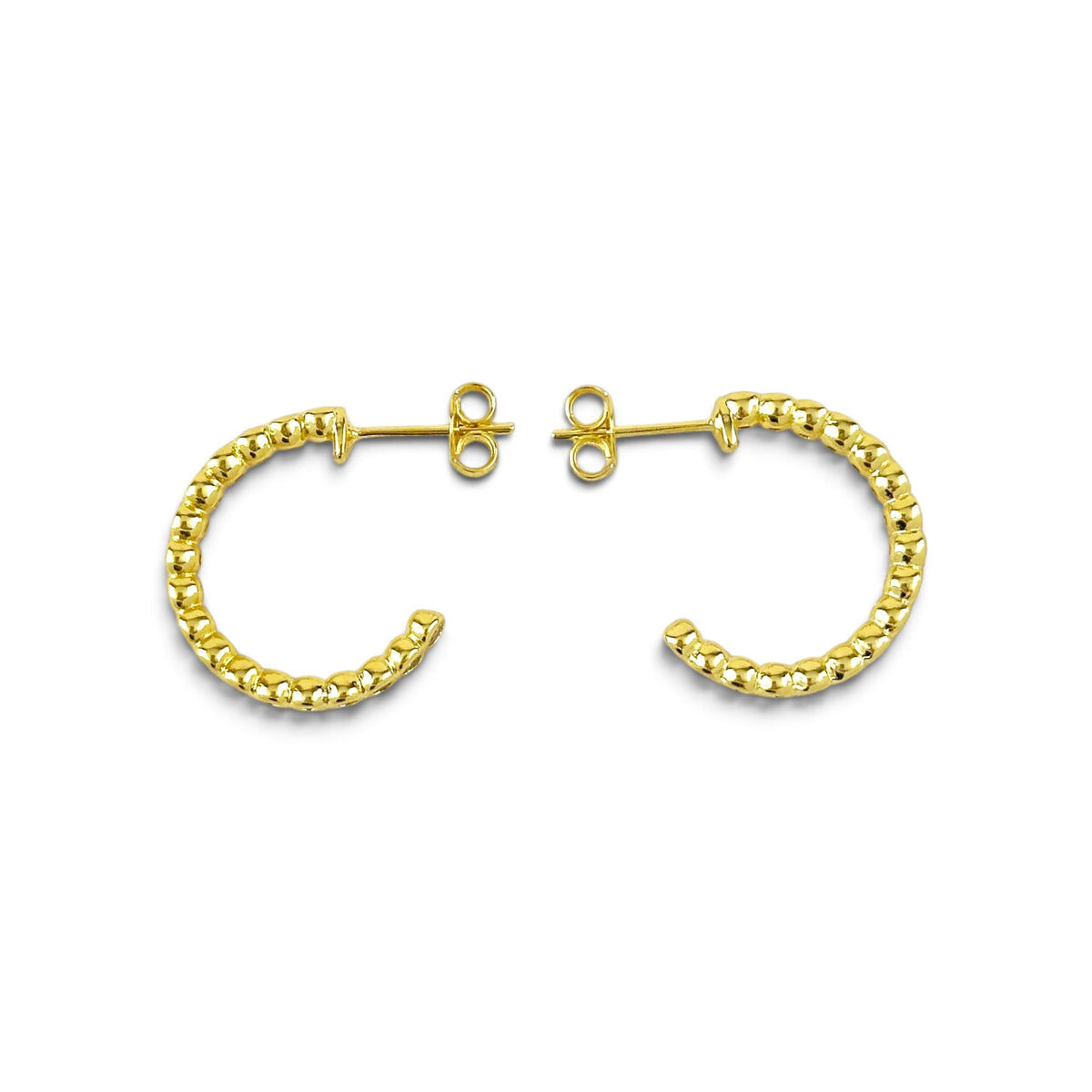 Bezel CZ Open Hoop 19mm 18K Gold Filled Earrings