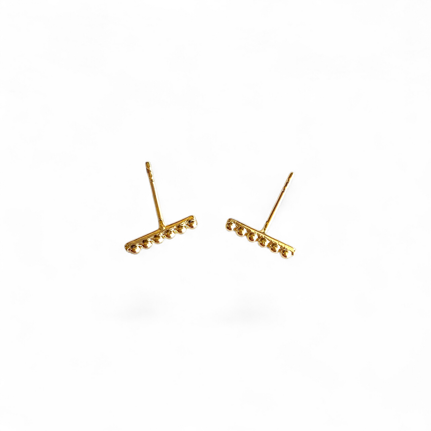 10mm Beaded Bar 18K Gold Filled Stud Earrings