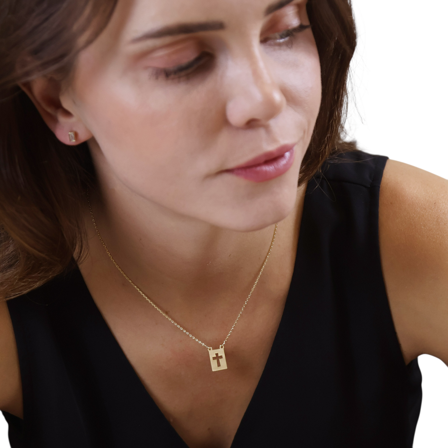 18mm Cross Plate 18K Gold Filled Necklace