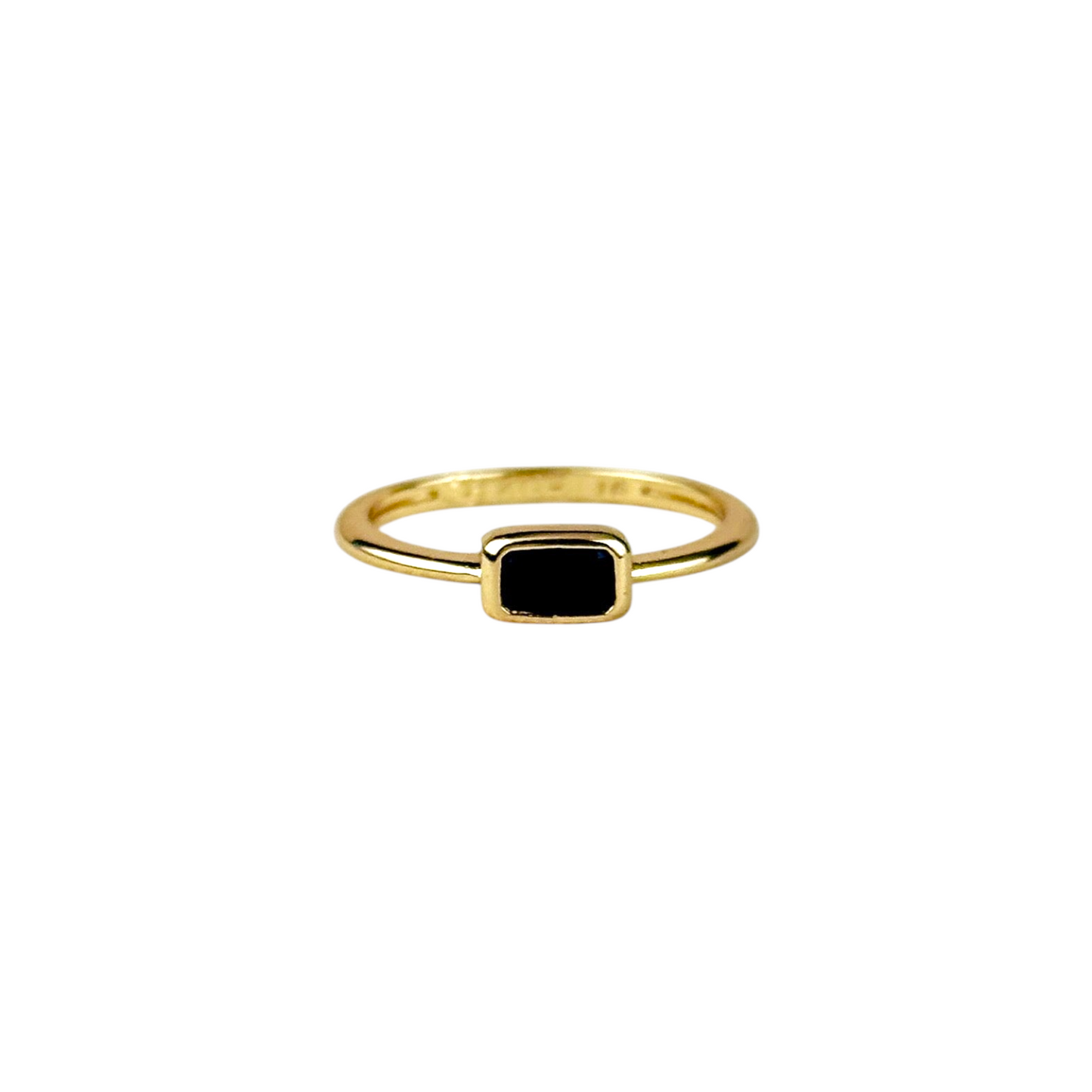 Rectangle CZ Solitaire 18k Gold Filled Ring