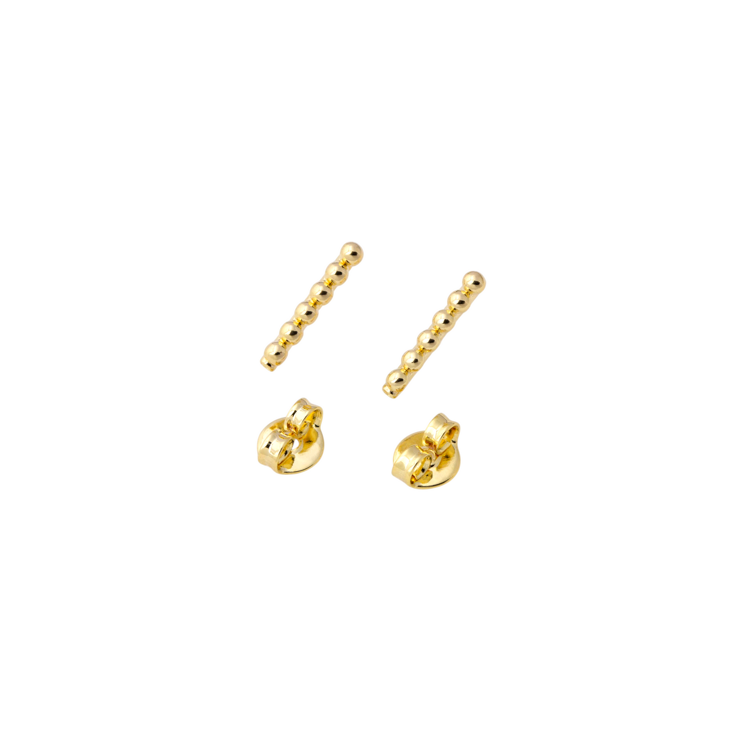 10mm Beaded Bar 18K Gold Filled Stud Earrings