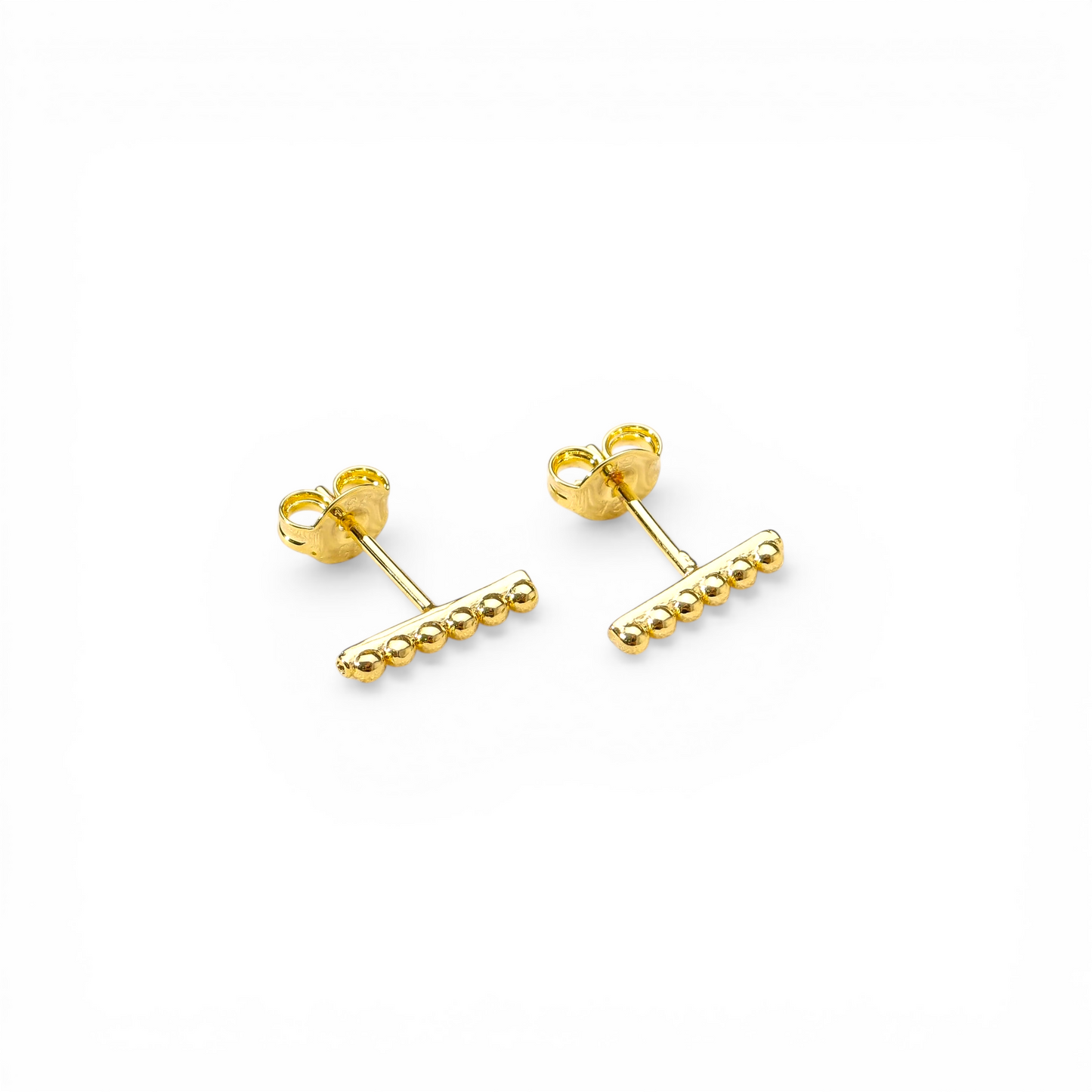 10mm Beaded Bar 18K Gold Filled Stud Earrings