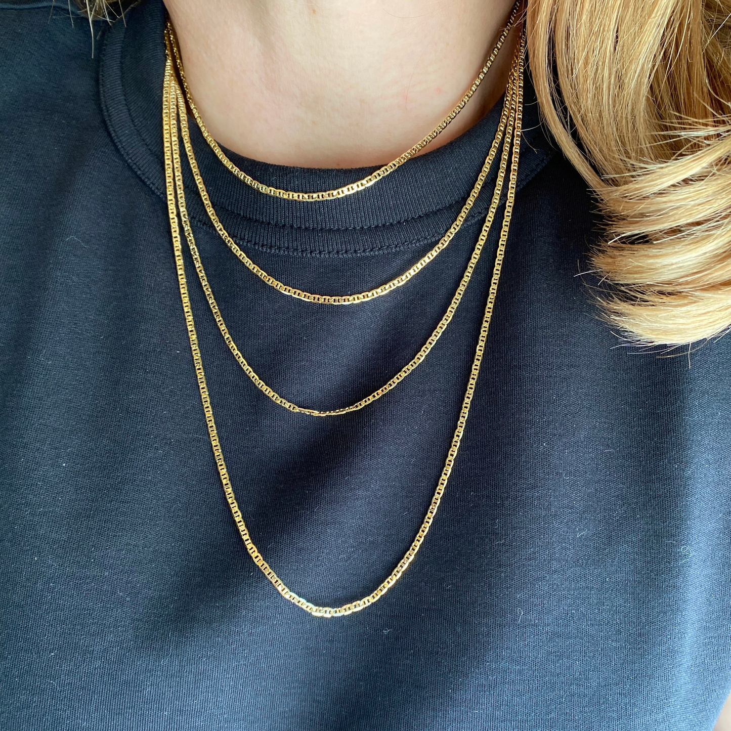 2mm Flat Mariner Chain 18K Gold Filled Necklace