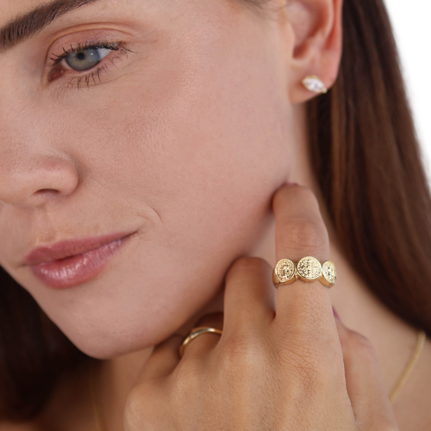 Triple Saint Benedict 18k Gold Filled Ring