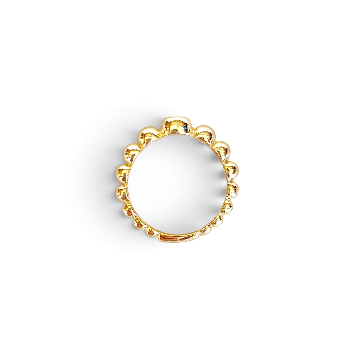 Beaded Blue Bezel CZ 18K Gold Filled Ring