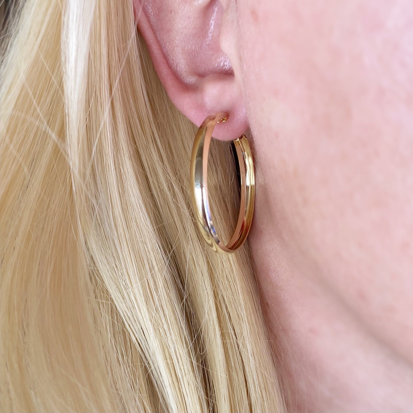40mm Hollow Continuous 18k Gold Filled Earrings