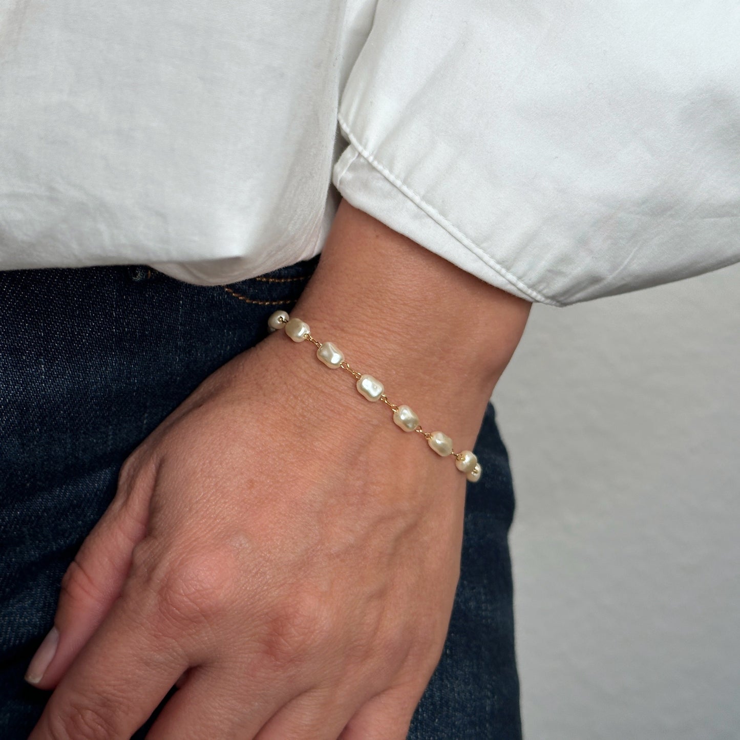 Baroque Pearl 18K Gold Filled Bracelet