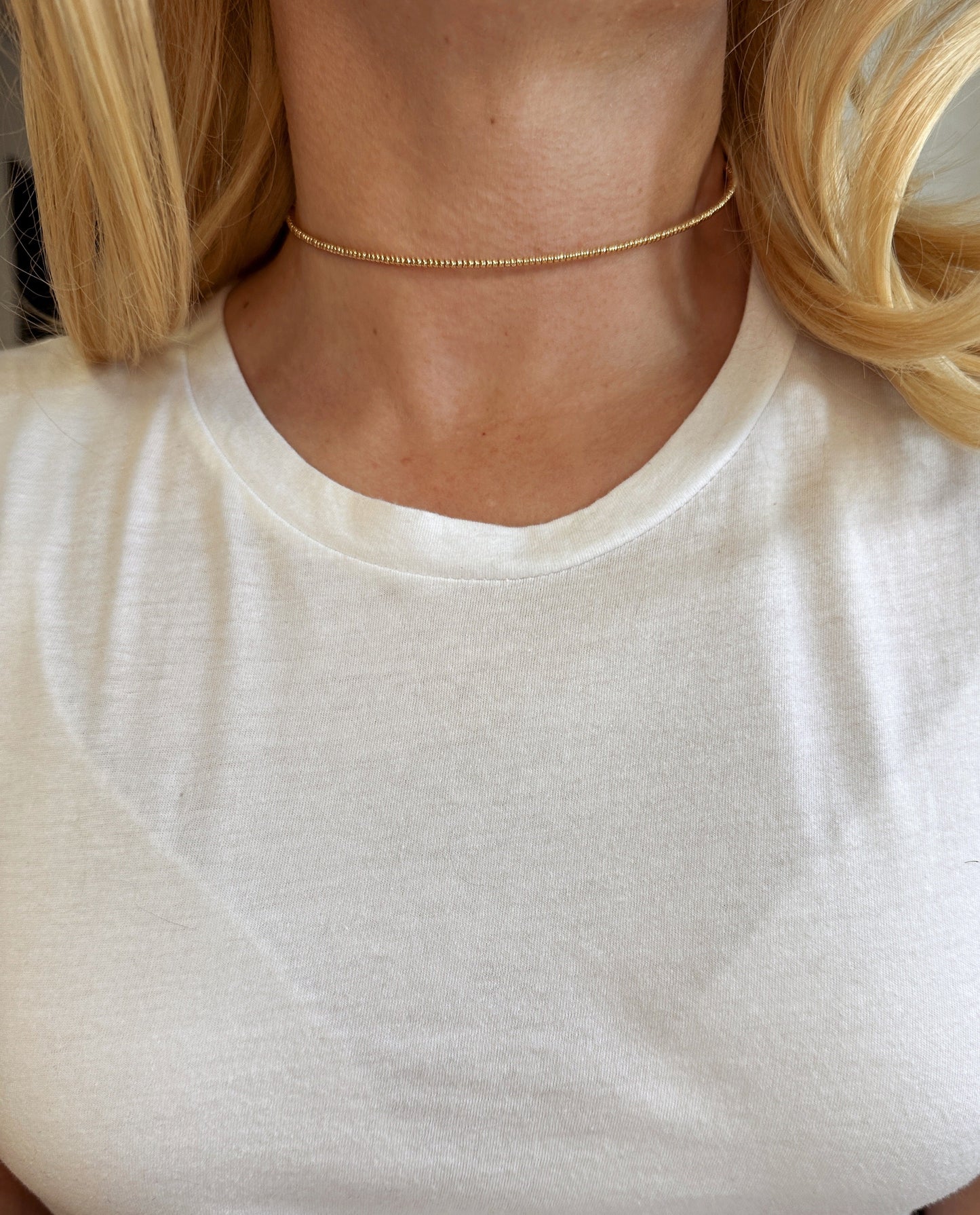 2mm Beaded Choker 18K Gold Filled Necklace