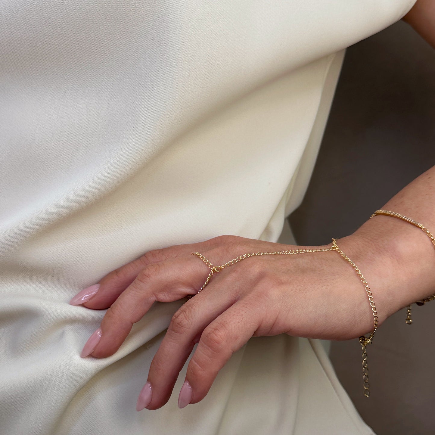 Plain Chain 18K Gold Filled Hand Chain Bracelet