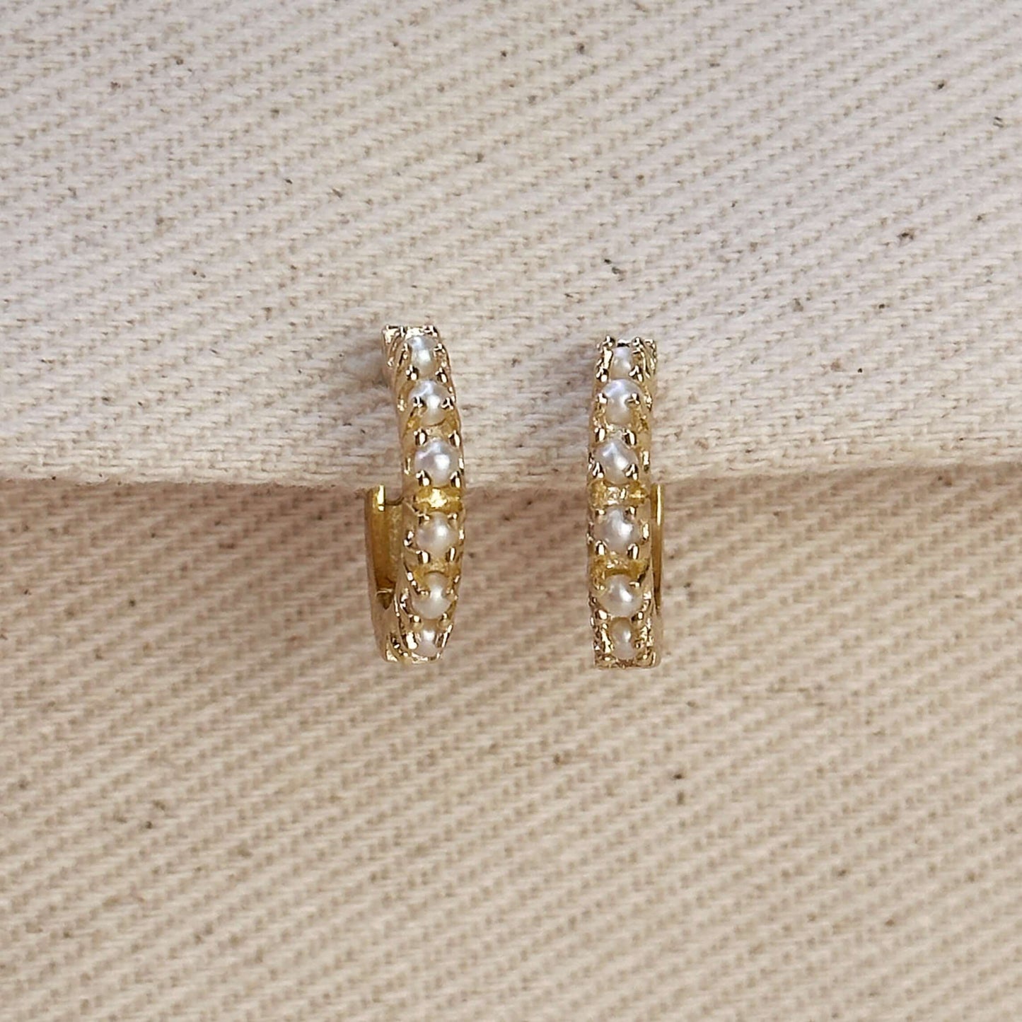 18mm Freshwater Pearl Huggie Hoop 18k Gold Filled Earrings