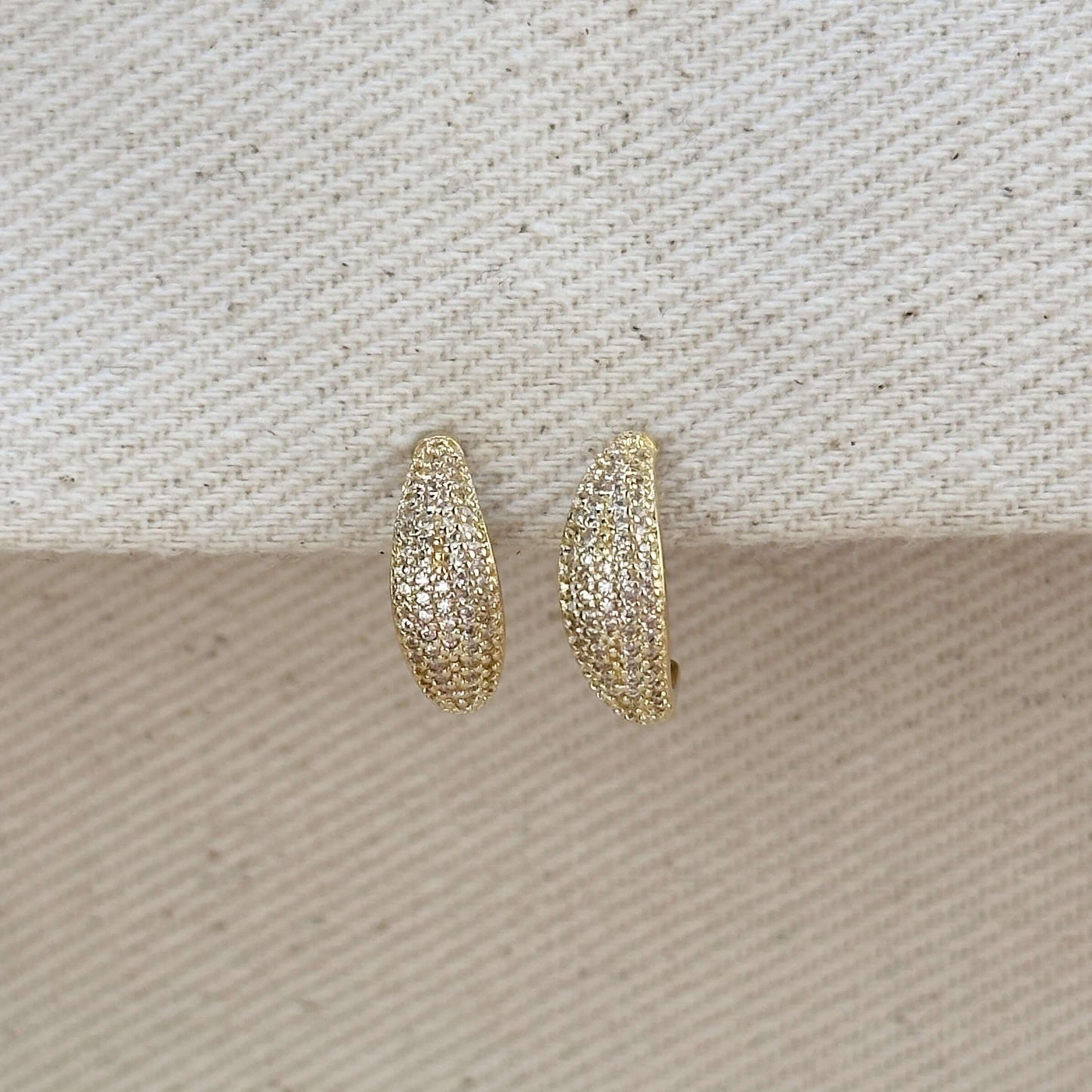15mm Micro CZ Curve Stud 18k Gold Filled Earrings
