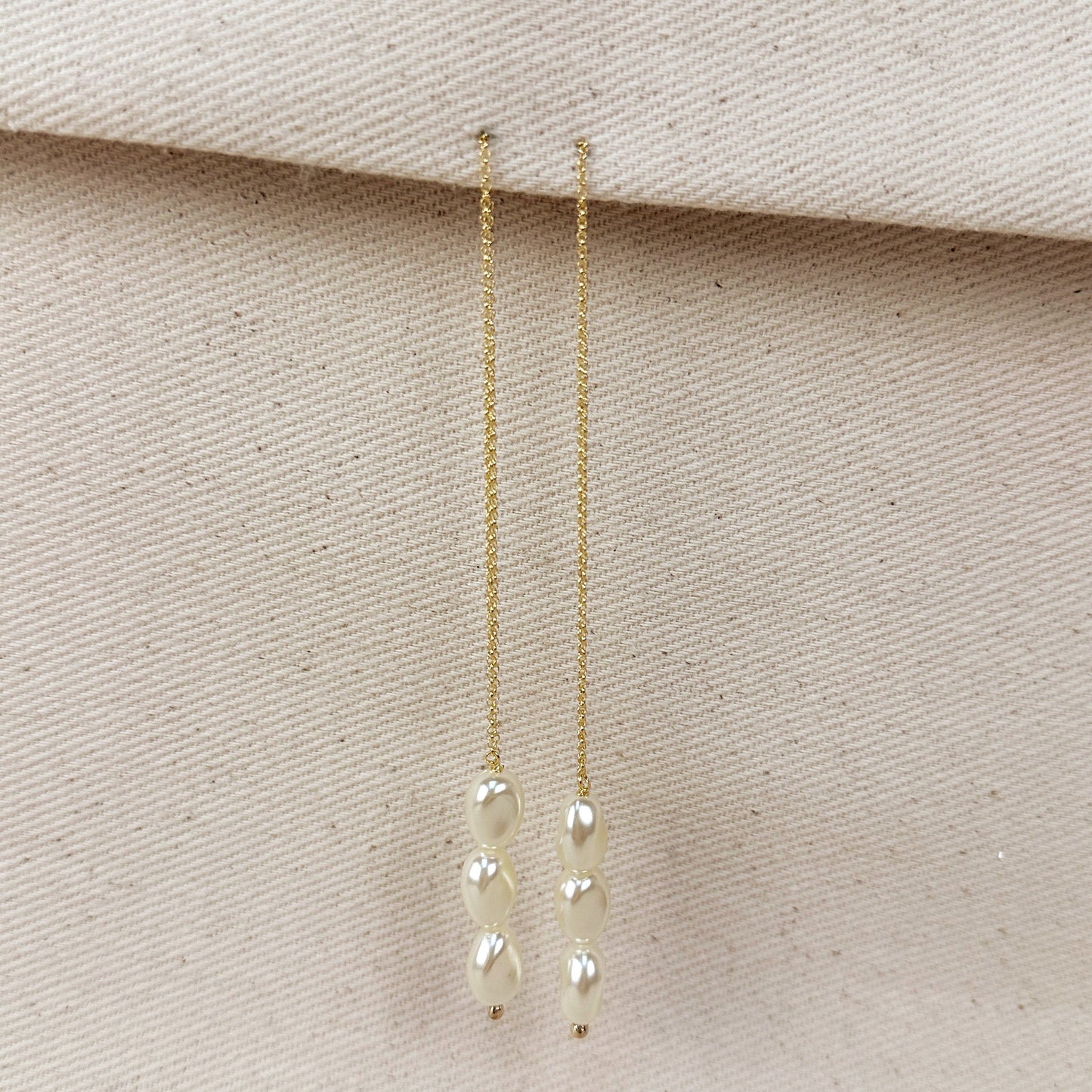 90mm Baroque Pearl Thread 18k Gold Filled Earrings