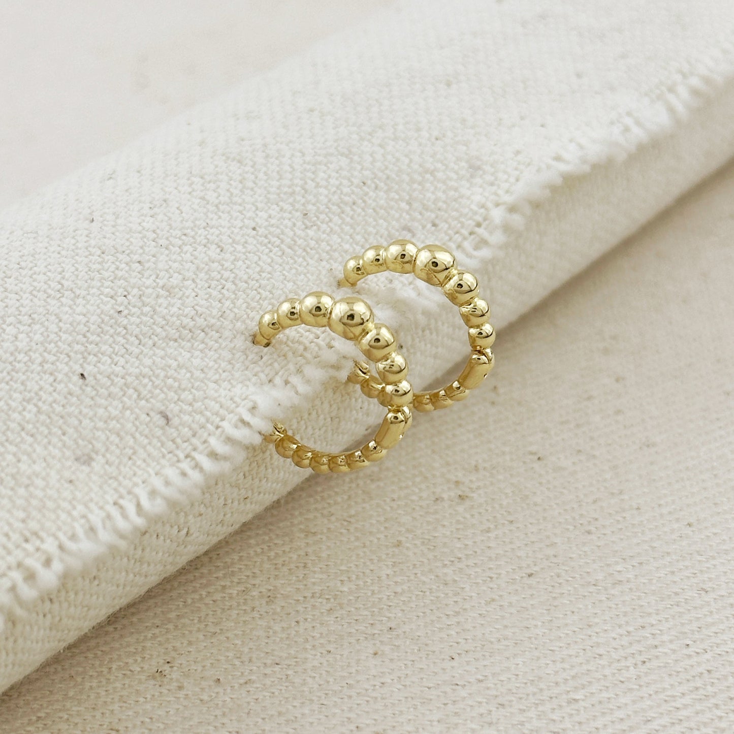 15mm Textured Ball Huggie Hoop 18k Gold Filled Earrings