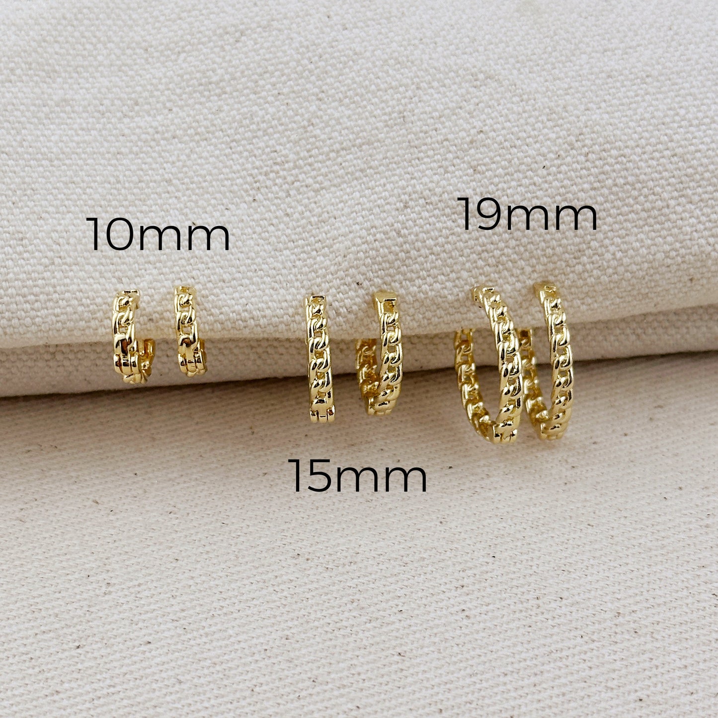 Cuban Chain Huggie Hoop  18k Gold Filled Earrings