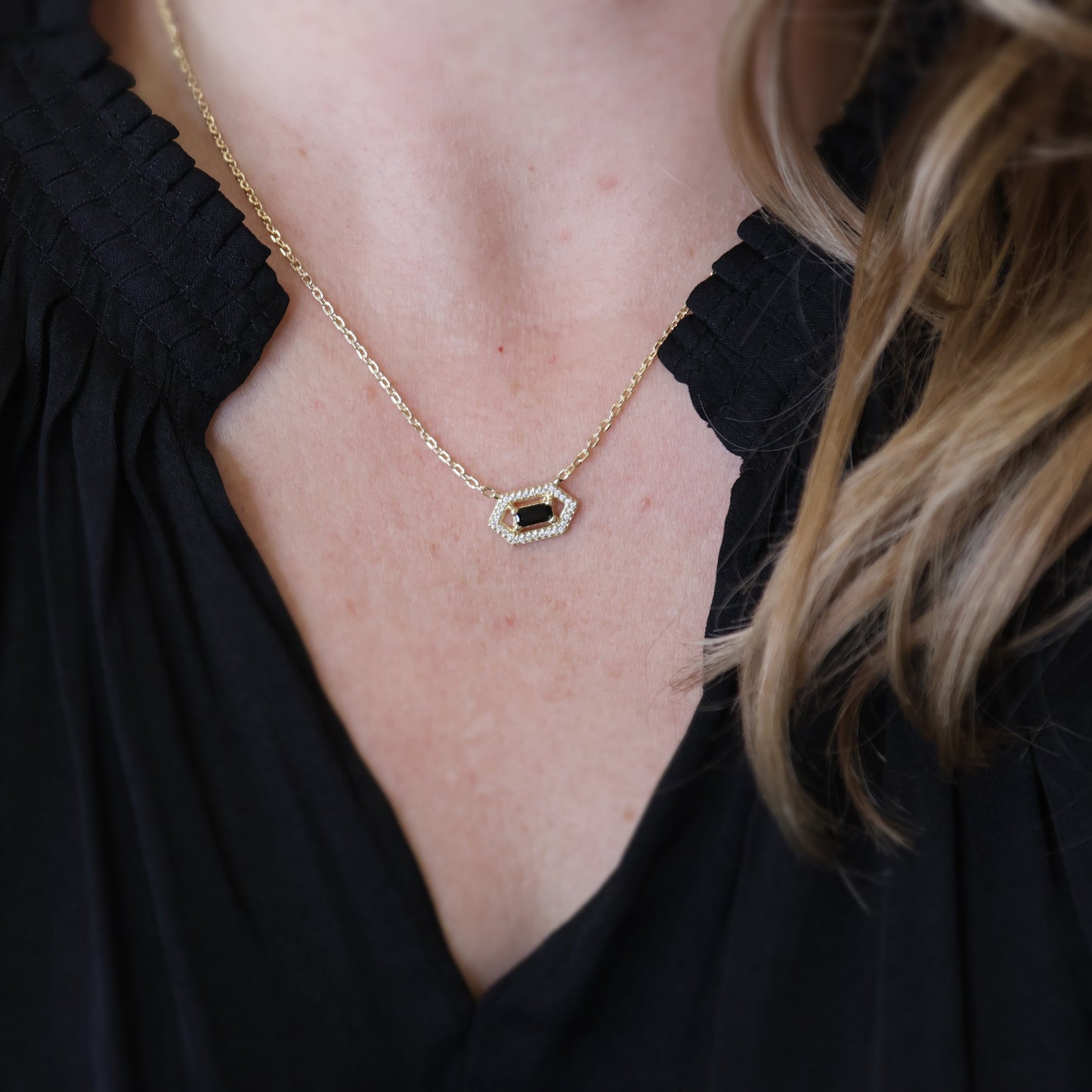 Baguette Birthstone Pendant 18k Gold Filled Necklace