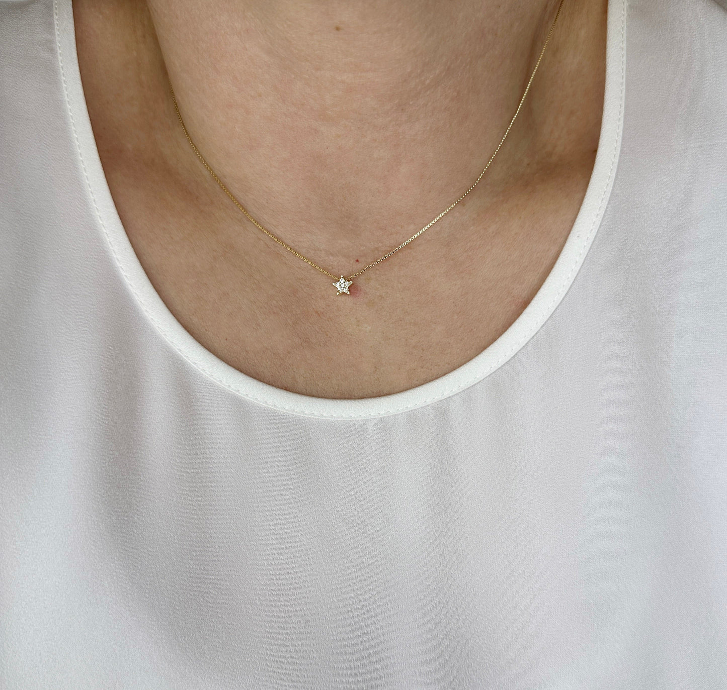 6mm CZ Star Pendant 18k Gold Filled Necklace