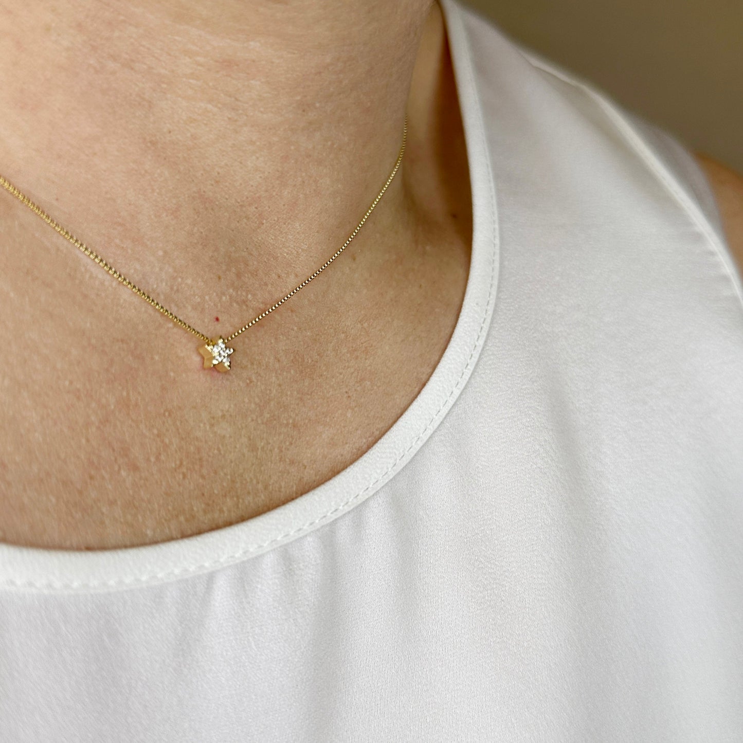 6mm CZ Star Pendant 18k Gold Filled Necklace