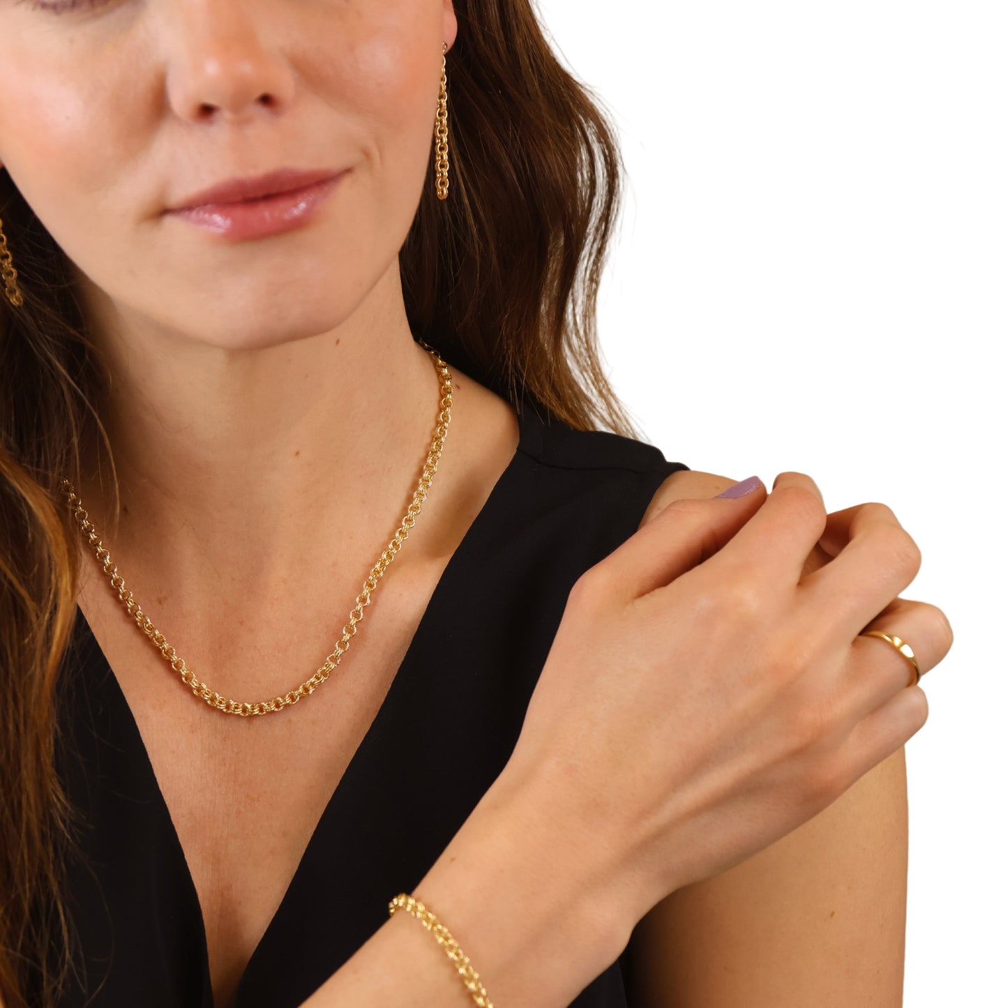 Double Link Rolo Chain 18k Gold Filled Necklace