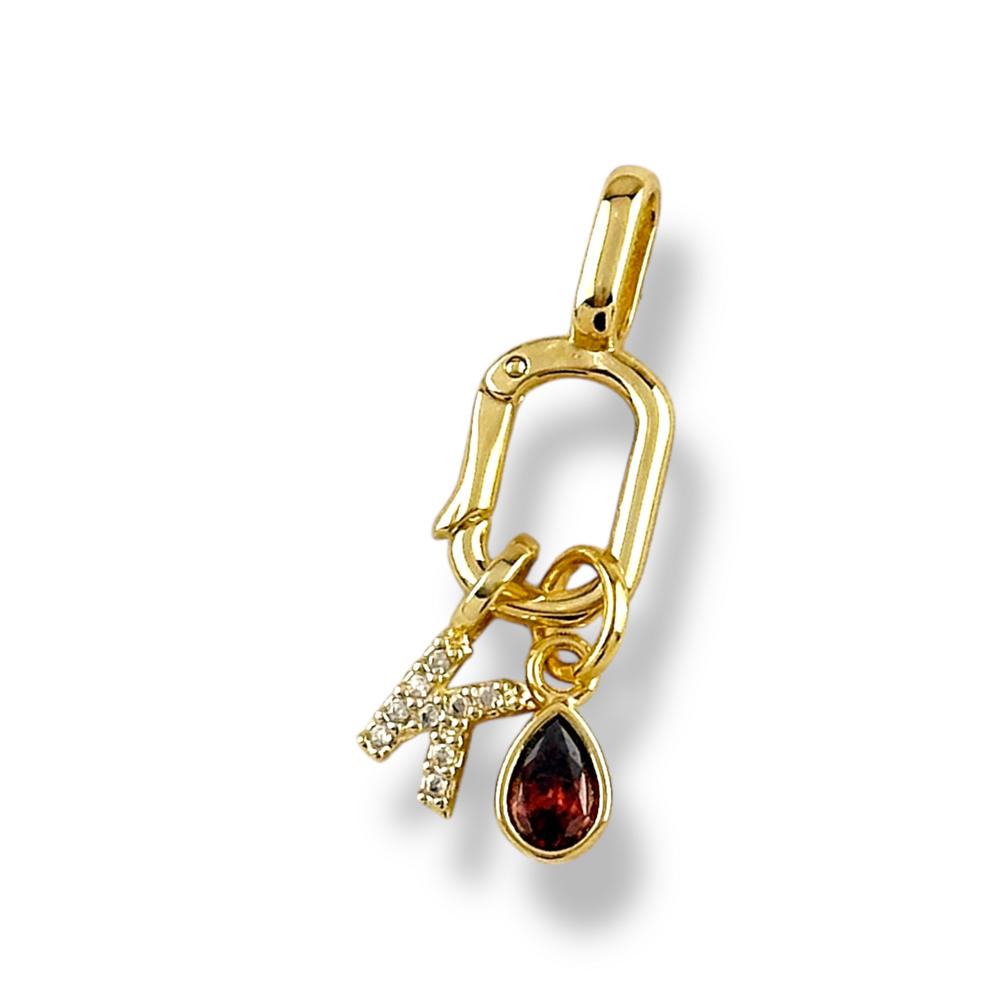 Birthstone Bezel Teardrop CZ 13mm 18K Gold Filled Charm