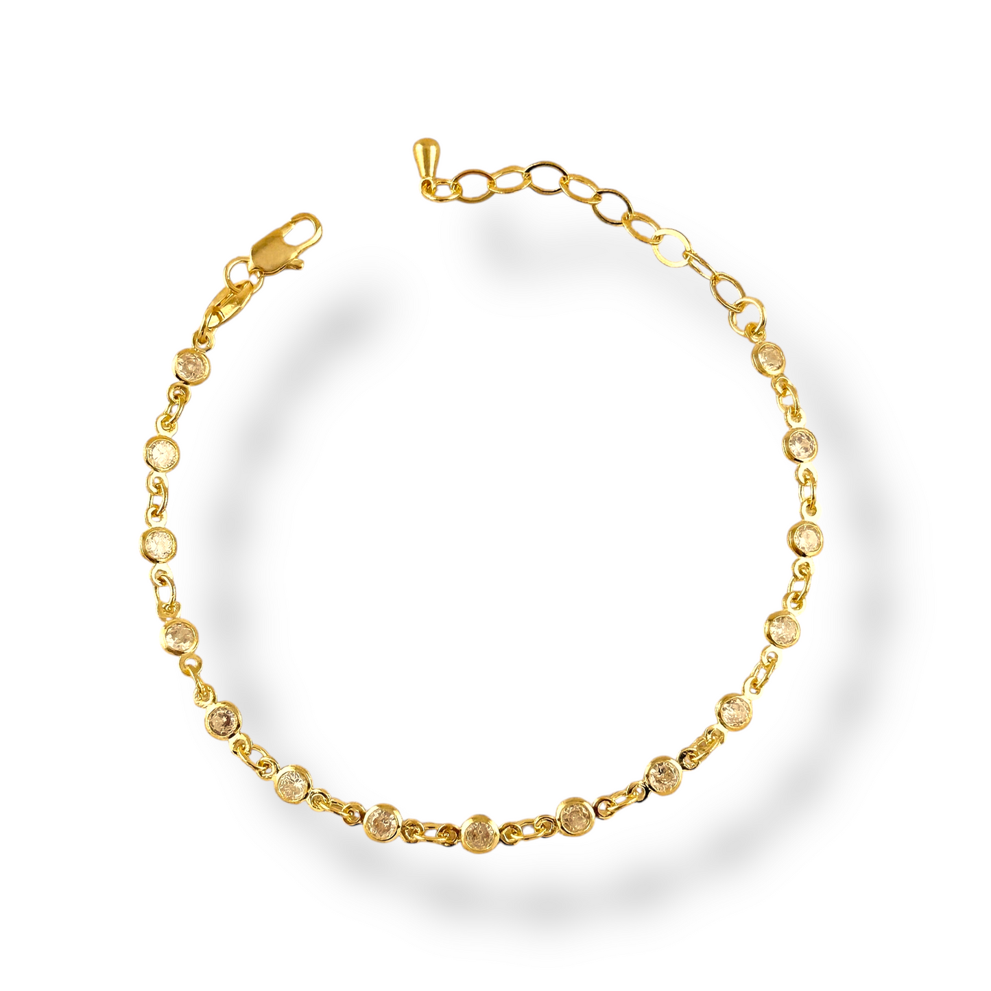 Bezel Link CZ 18k Gold Filled Bracelet