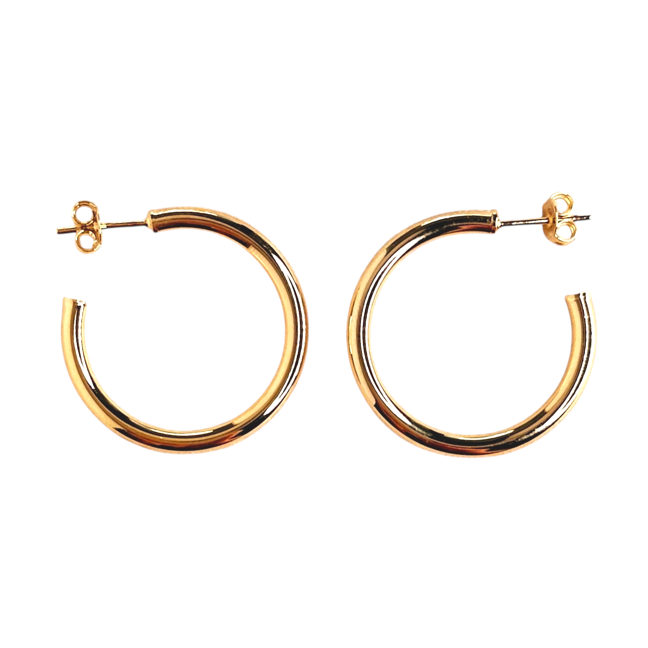 Classic Tube Open Hoop 18K Gold Filled Earrings