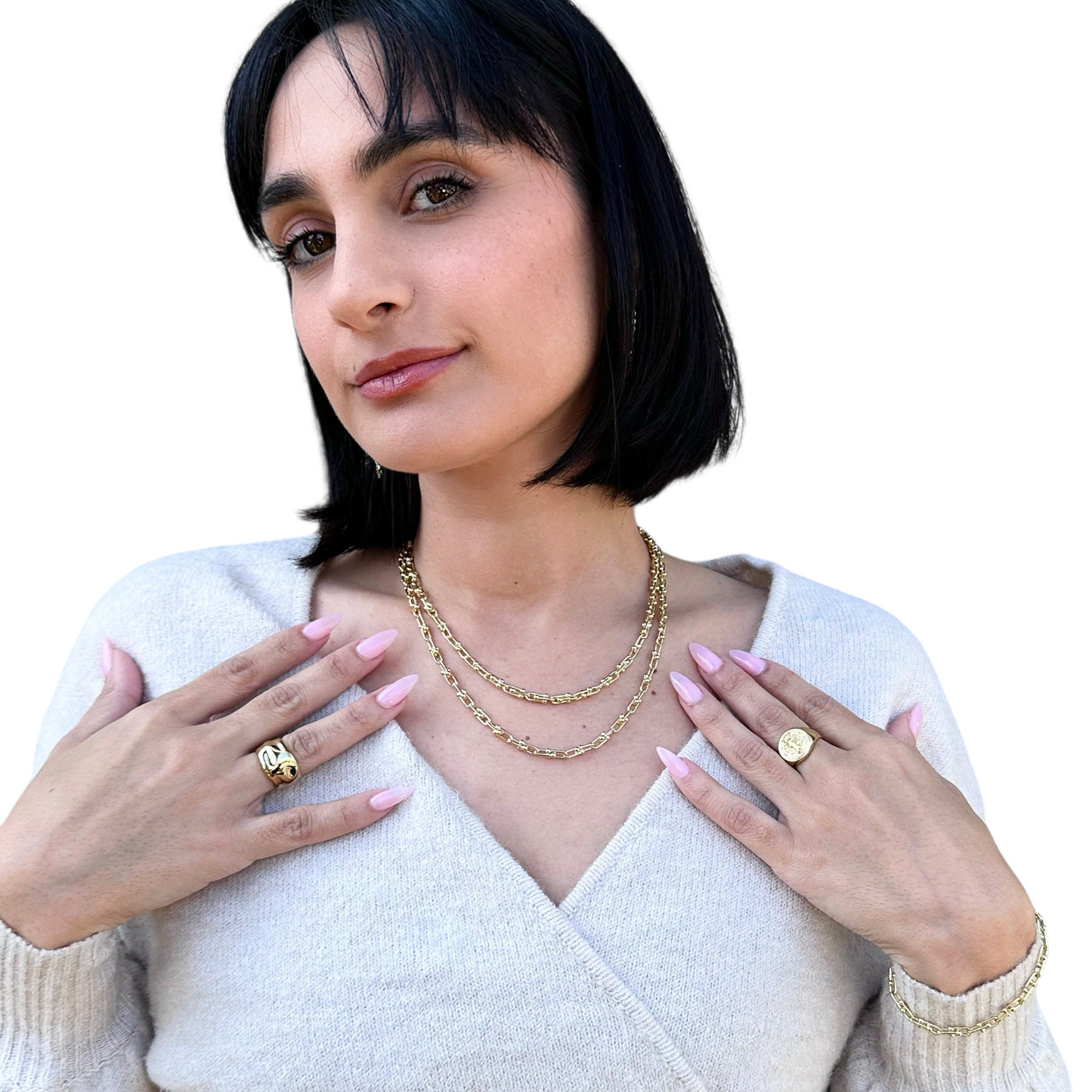 Ball Detailed Link Chain 18k Gold Filled Necklace