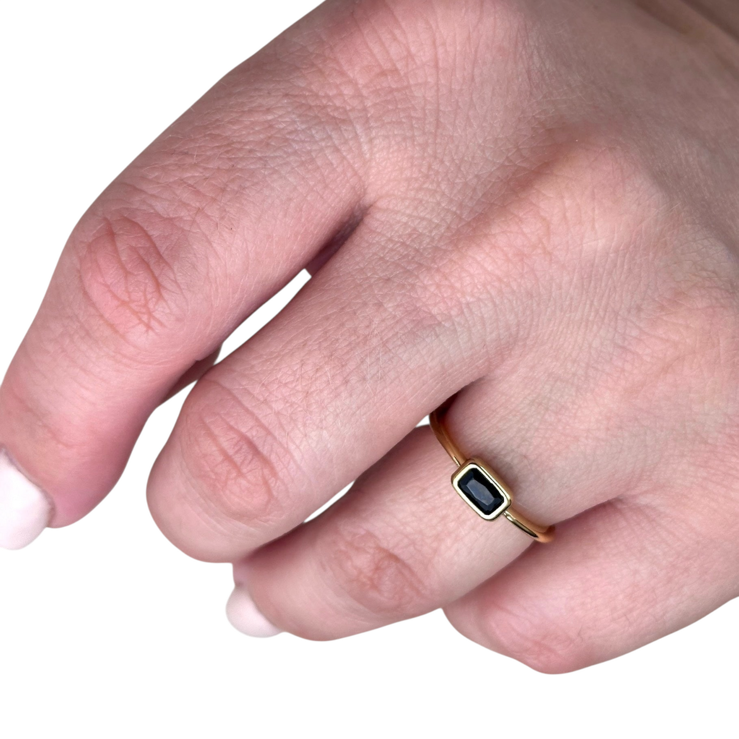 Rectangle CZ Solitaire 18k Gold Filled Ring