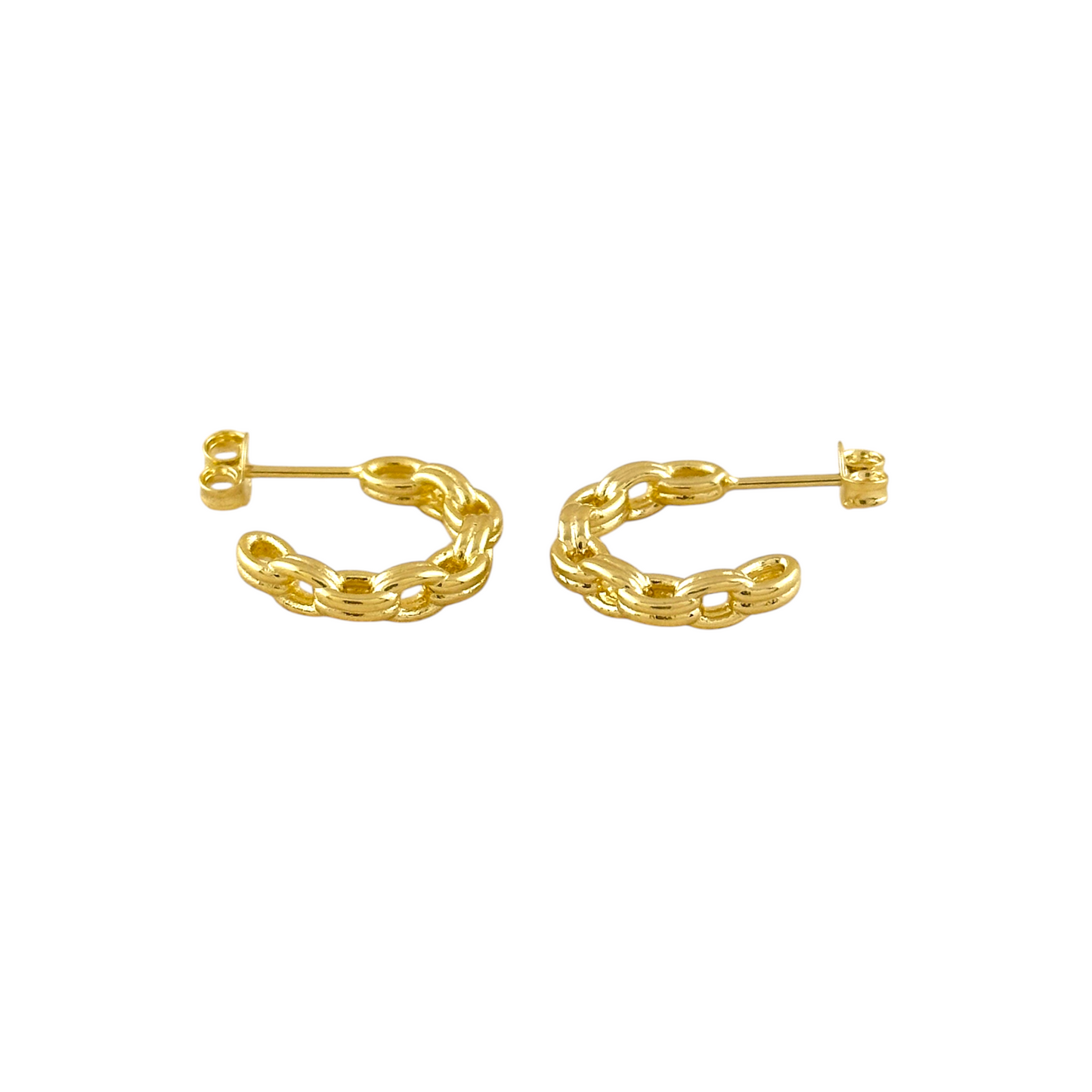 Cable Link Open Hoop 18k Gold Filled Earrings