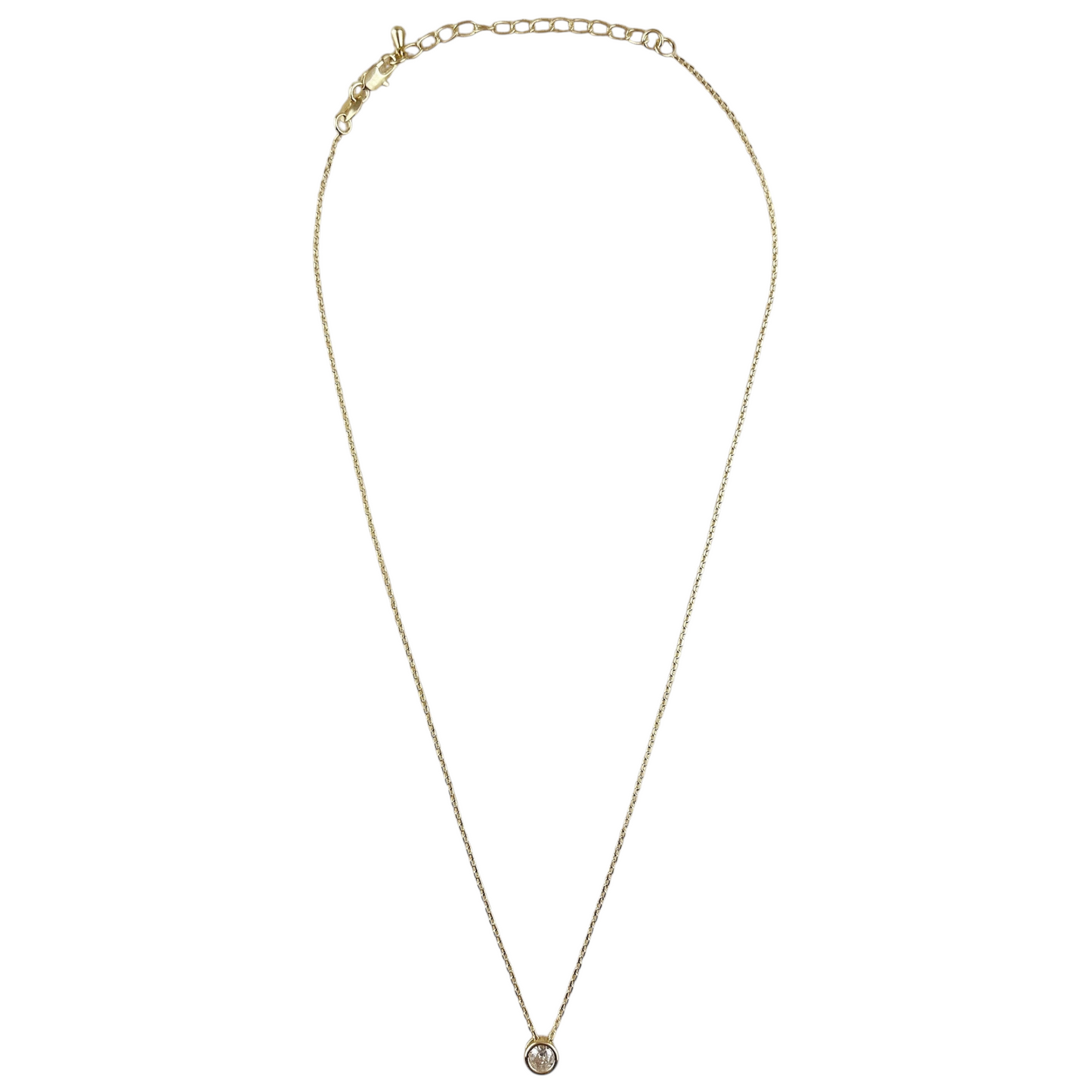 6.5mm Solitaire CZ 18k Gold Filled Necklace