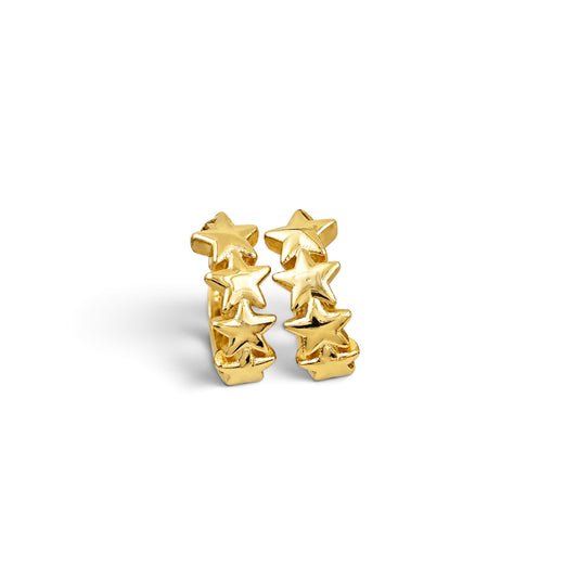 14mm Star Huggie Hoop Earrings 