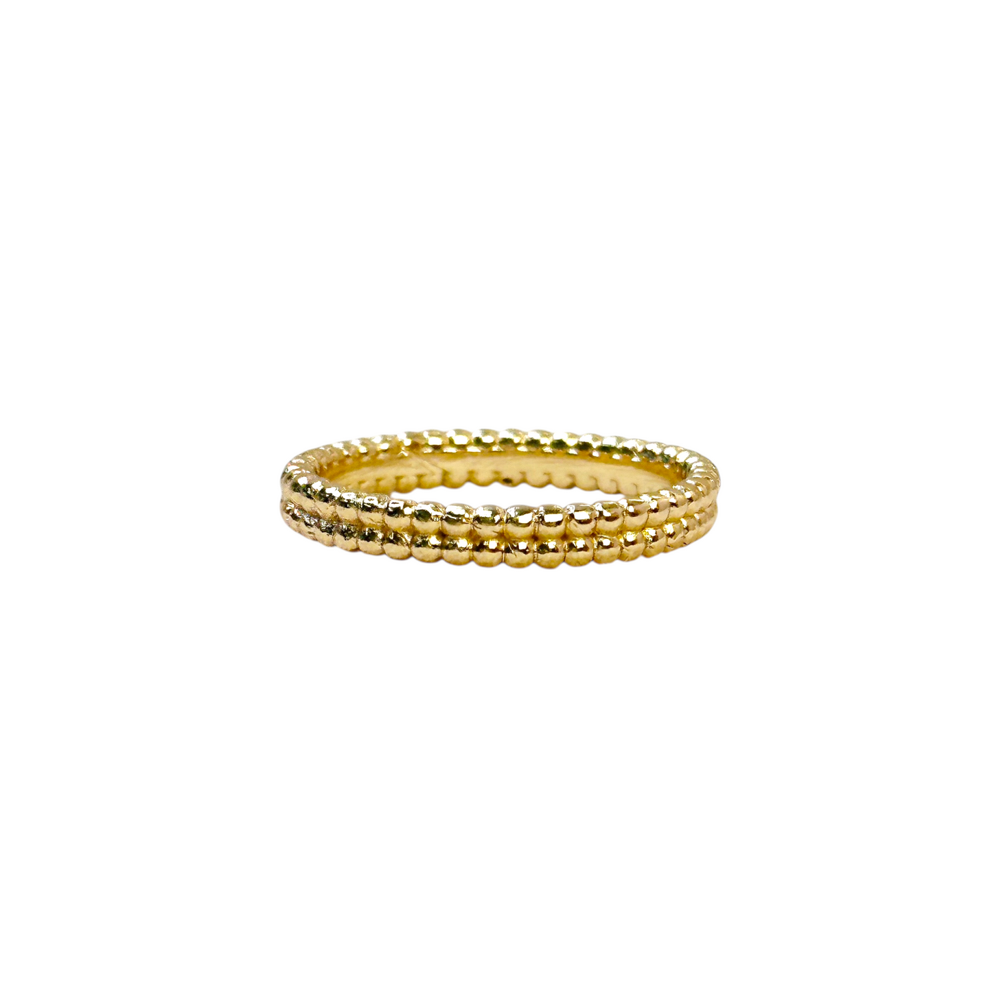 Dual Row Beaded Eternity Band 18k Gold Filled Ring