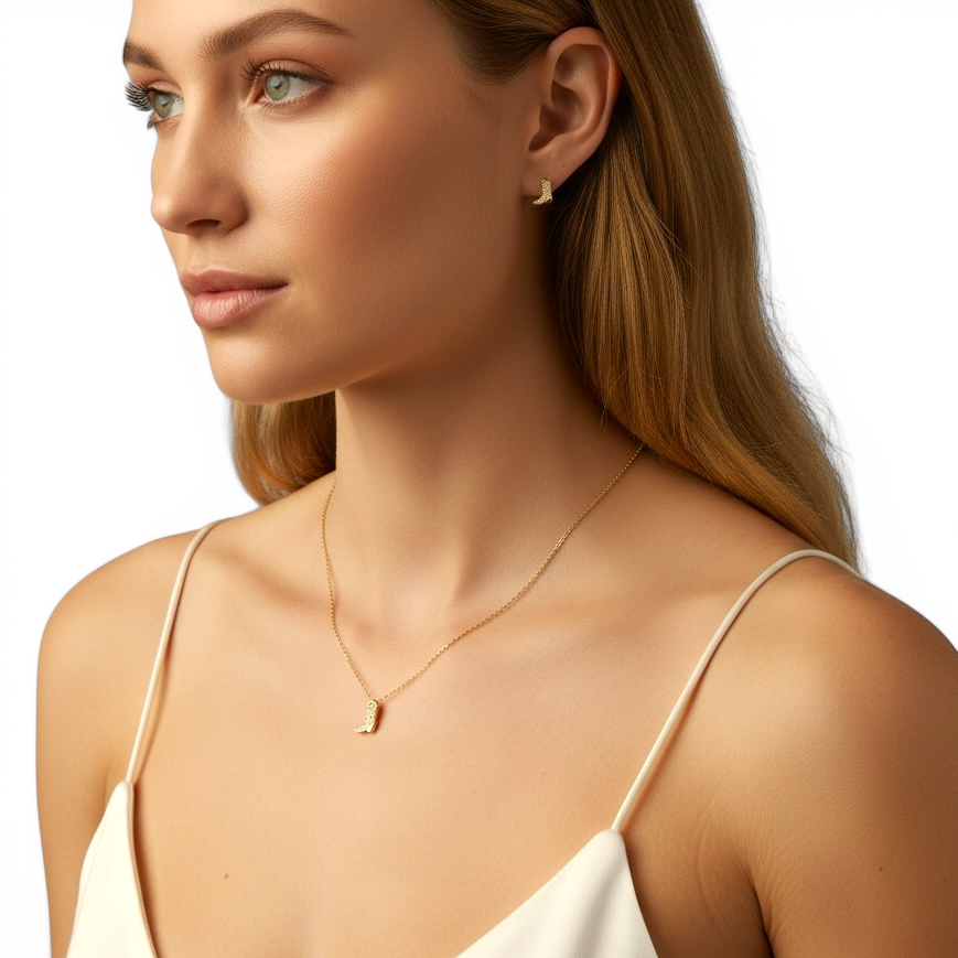 Mini Cowgirl Boot Pavé CZ 18K Gold Filled Necklace