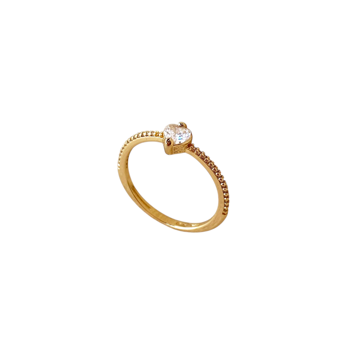 CZ Vintage Mini Hear Solitaire 18K Gold Filled Ring