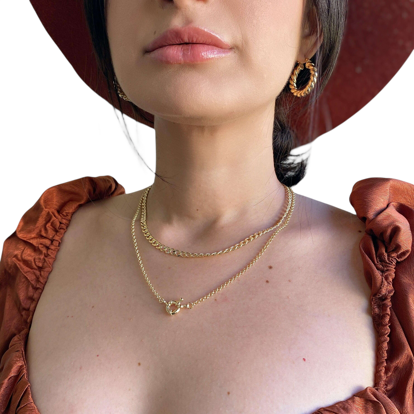 2.8mm Spring Clasp Rolo Chain 18k Gold Filled Necklace