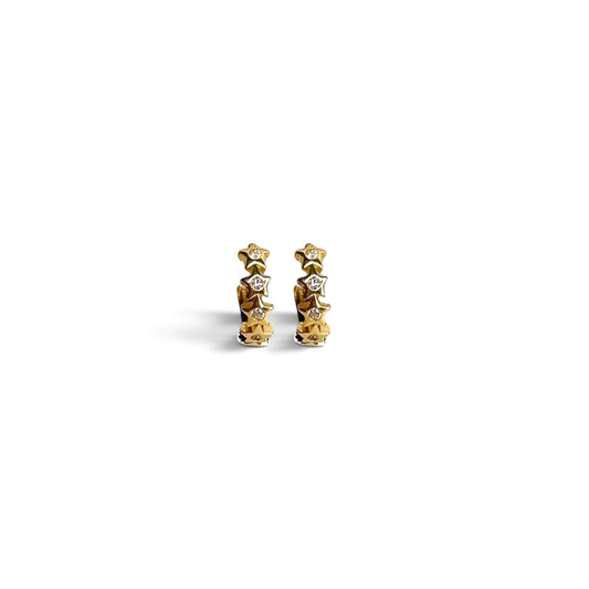 16mm Star CZ Huggie Hoop Earrings