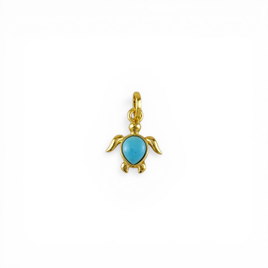 Sea Turtle Turquoise 18mm 18K Gold Filled Charm