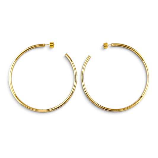 New Wave Hoop 70mm 18K Gold Filled Earrings