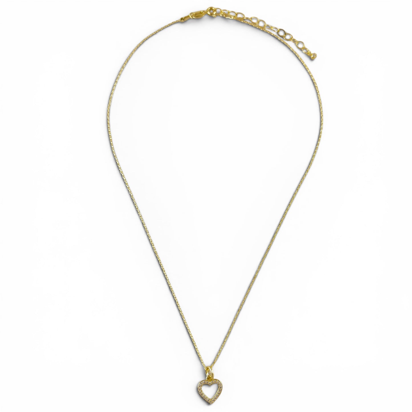 Open Heart Pavé CZ 15mm 18K Gold Filled Necklace