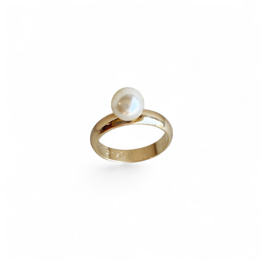 Solitaire Pearl Band 4mm 18K Gold Filled Ring