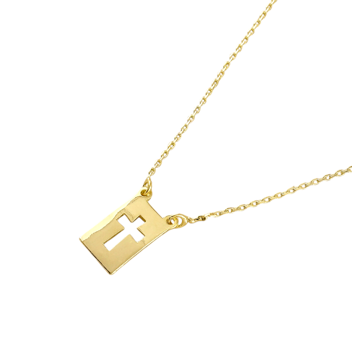 18mm Cross Plate 18K Gold Filled Necklace