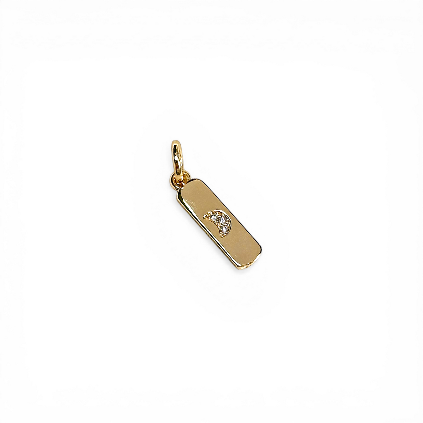 Crescent Moon Cutout CZ 15mm 18K Gold Filled Charm