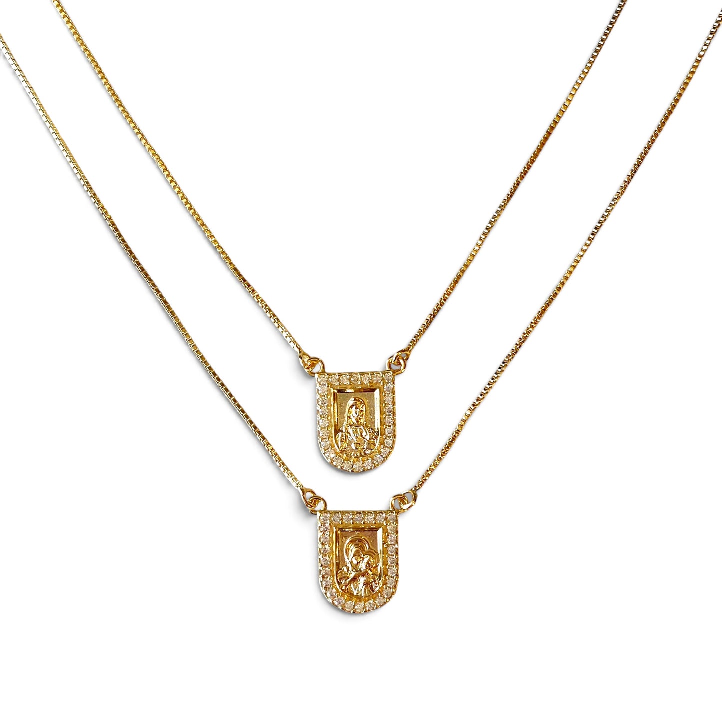 Sacred Heart Virgin Mary Scapular 18K Gold Filled Necklace