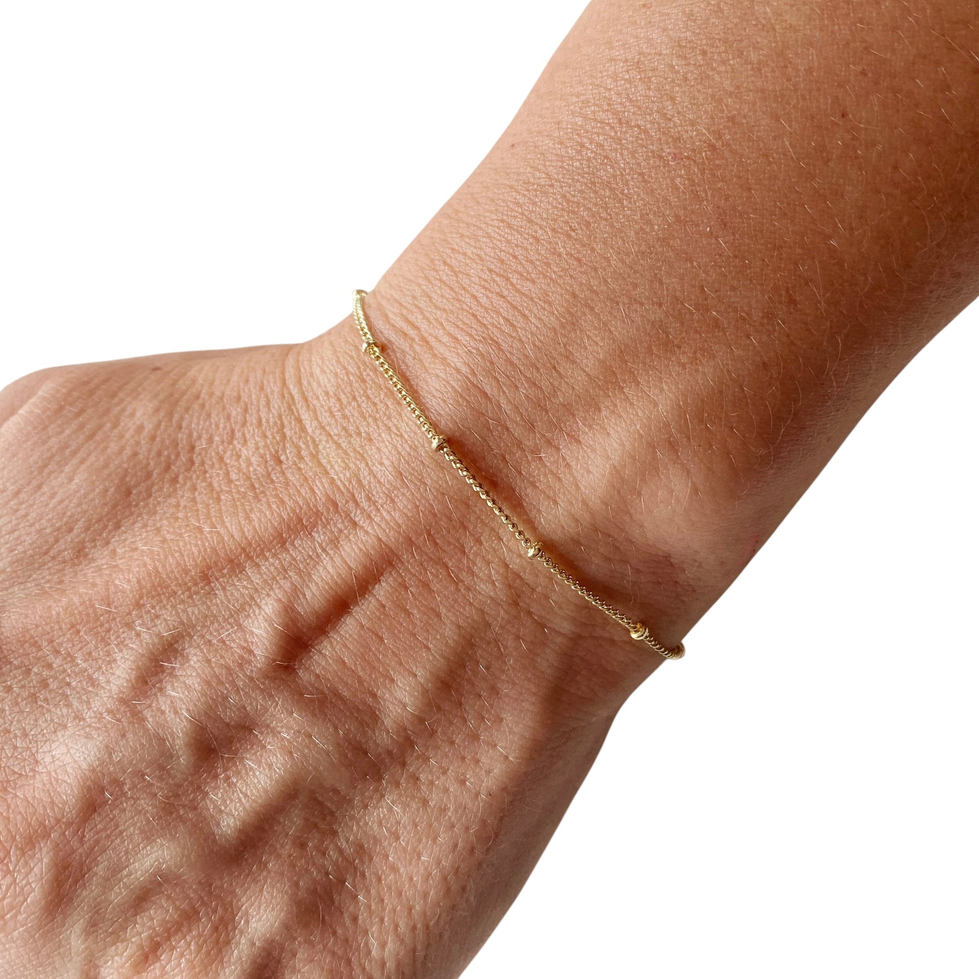 18K Gold FilledSatellite Chain Bracelet on wrist