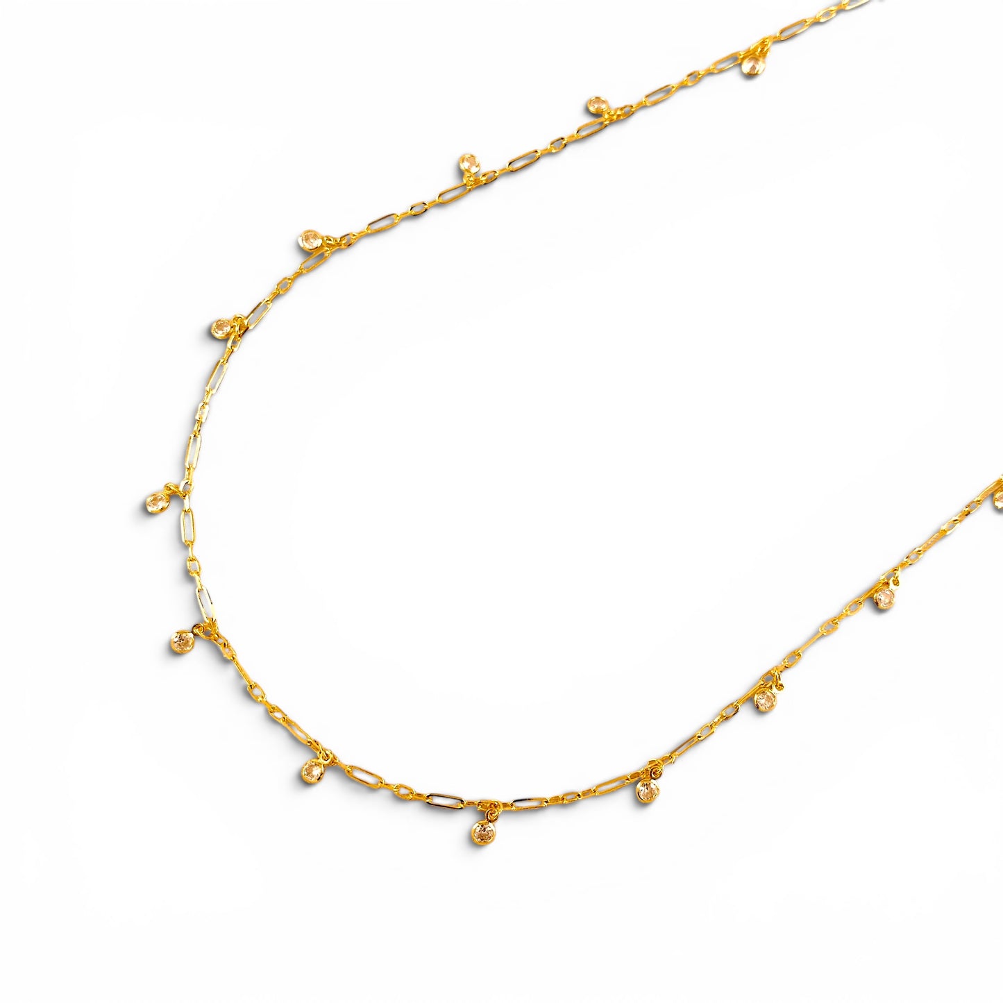 18K Gold Filled belly chain with cubic zirconia drops product view