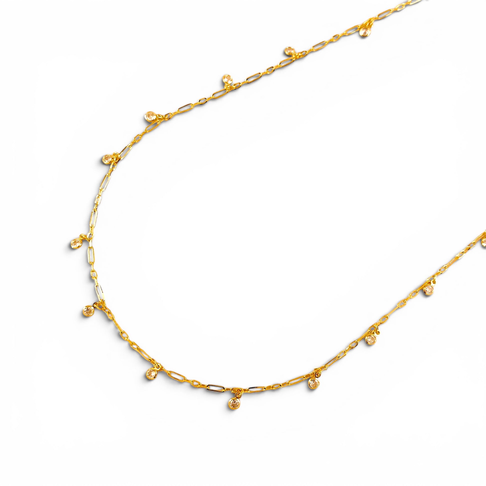 18K Gold Filled belly chain with cubic zirconia drops product view