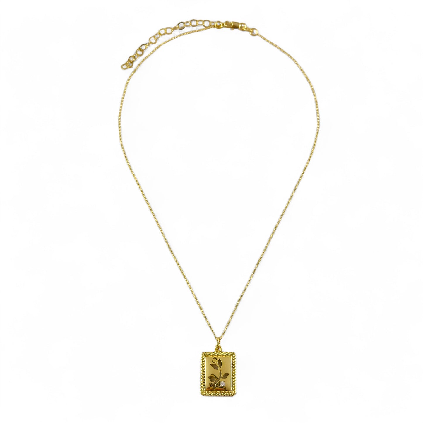 18K Gold Filled flower necklace on white background
